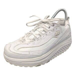 Skechers Shape Ups Womens Size 8.5 White Leather Lace Up Walking Shoes